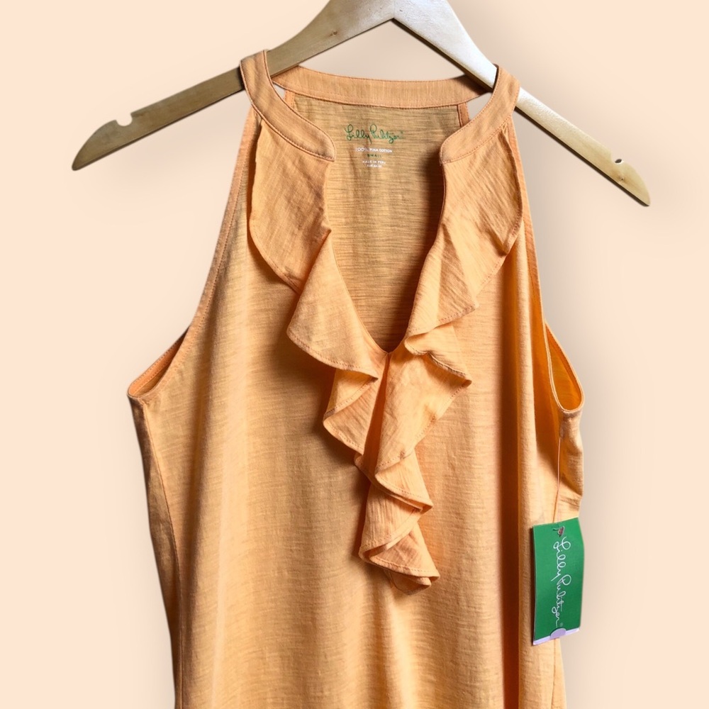 Lilly Pulitzer NWT Sandra Top Apricot Soda Ruffled Tank Top Blouse Women’s Small - Picture 3 of 10